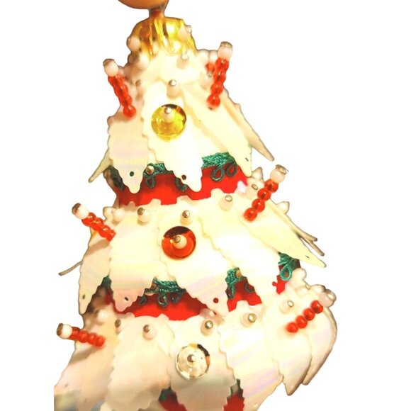 Vintage Handmade Push Pin Christmas Ornament Mid Century Retro Kitsch Hours of W - Picture 2 of 11